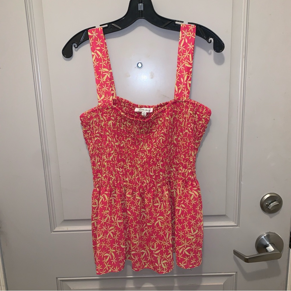 Rose&Olive Pink Floral Wide Strap Tank Top Size Large